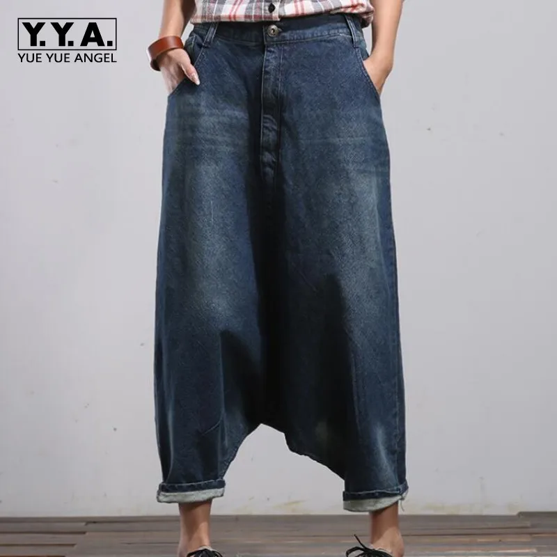 Женские Капри палаццо мешковатые хип-хоп Boho свободный крой джинсы Vaqueros Mujer Broek