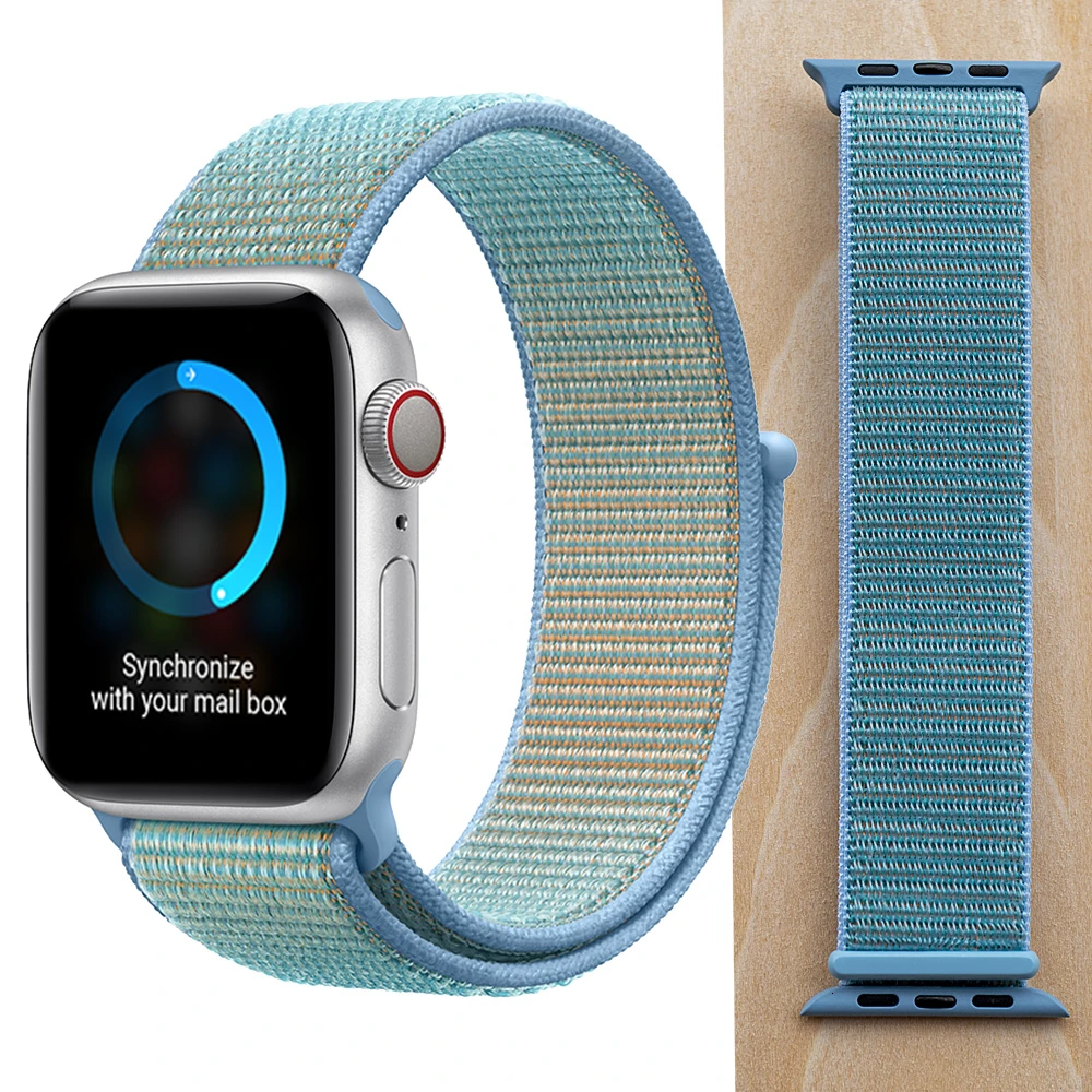 Высококачественный нейлоновый спортивный ремешок для Apple Watch, ремешок 44 мм, серия 5, 4, 3, 2, 1, дышащий тканый ремешок 42 мм, iwatch 40 мм, 38 мм - Цвет ремешка: Cornflower