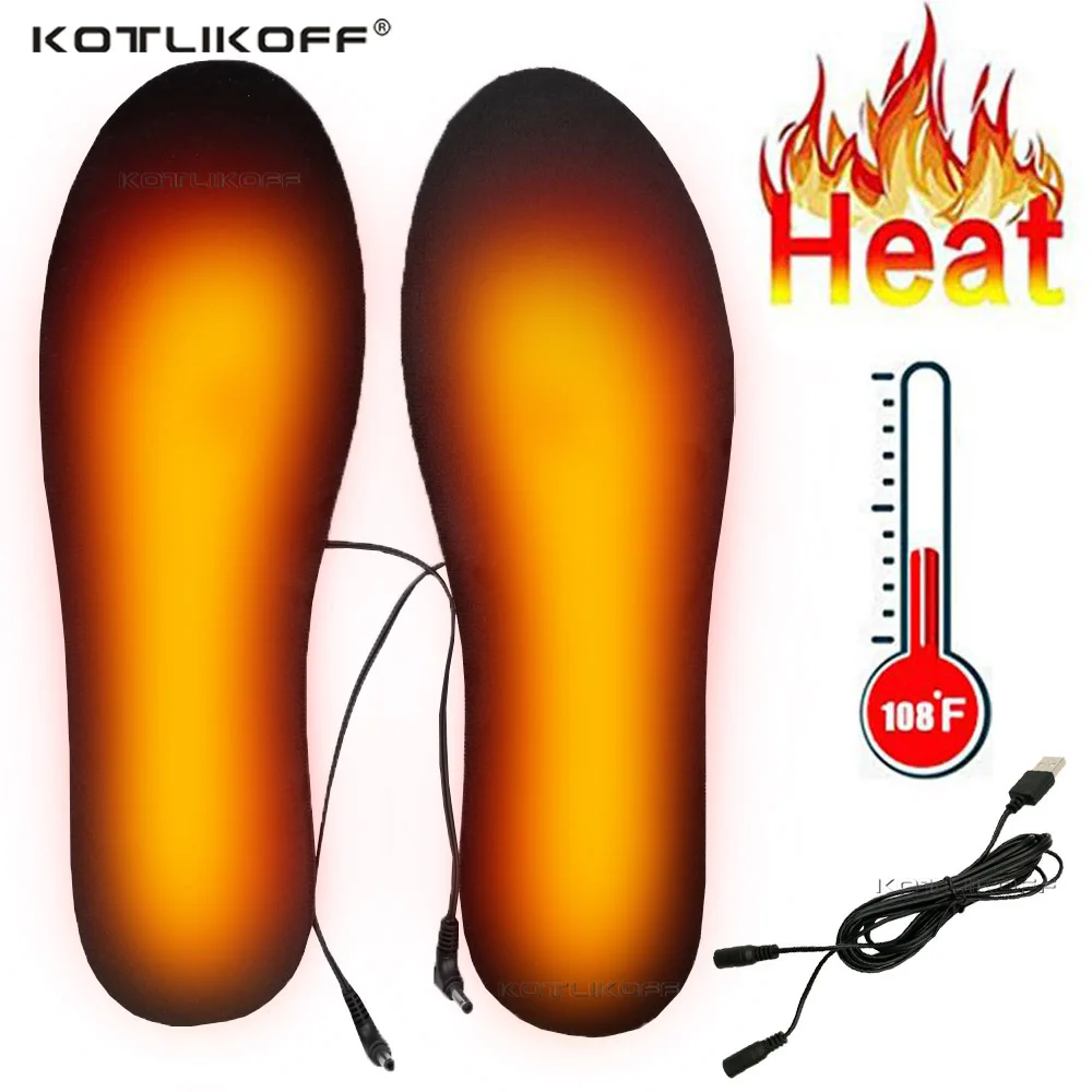 

KOTLIKOFF USB Heated Shoe Insoles Feet Warm Sock Pad Mat Electrically Heating Insoles Washable Warm Thermal Winter Insole Unisex