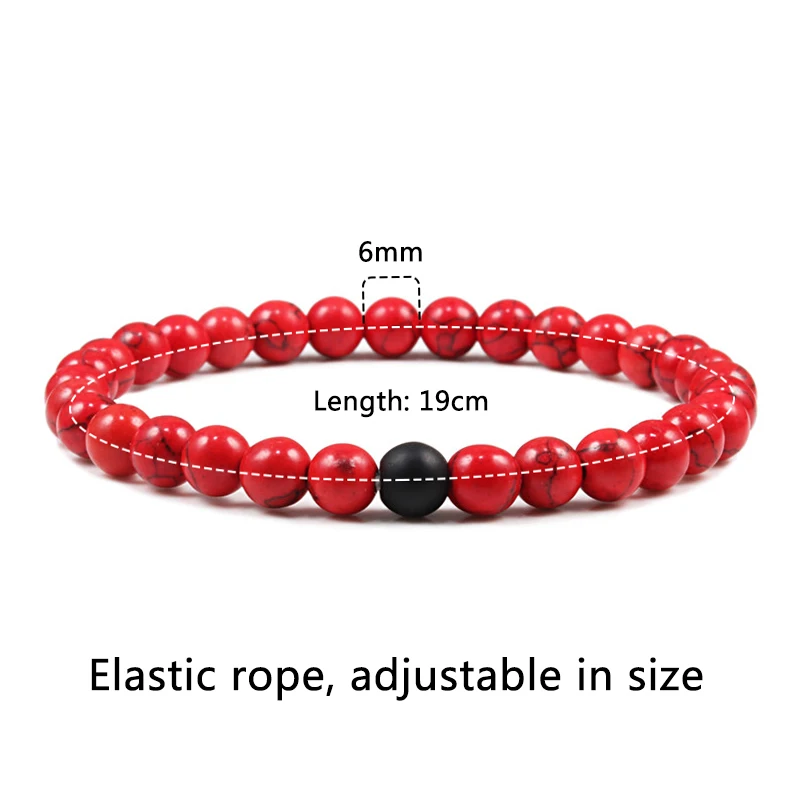 6 мм натуральный камень тонкий бисерный мужской женский эластичный браслет