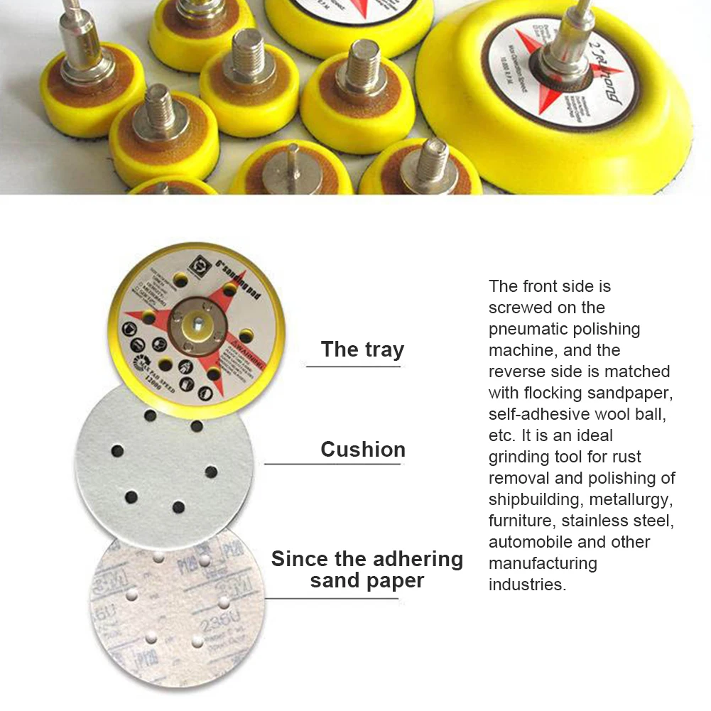 

6 Inch Pneumatic Grinding Disc Flocking Sandpaper Sucker Sanding Pad 6 Holes For Polishing Grinding Disc Power Sander Parts