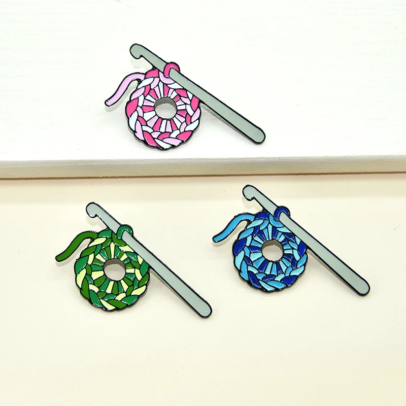 Шерстяная металлическая брошь с эмалью цветная вязаная булавка милый трендовый