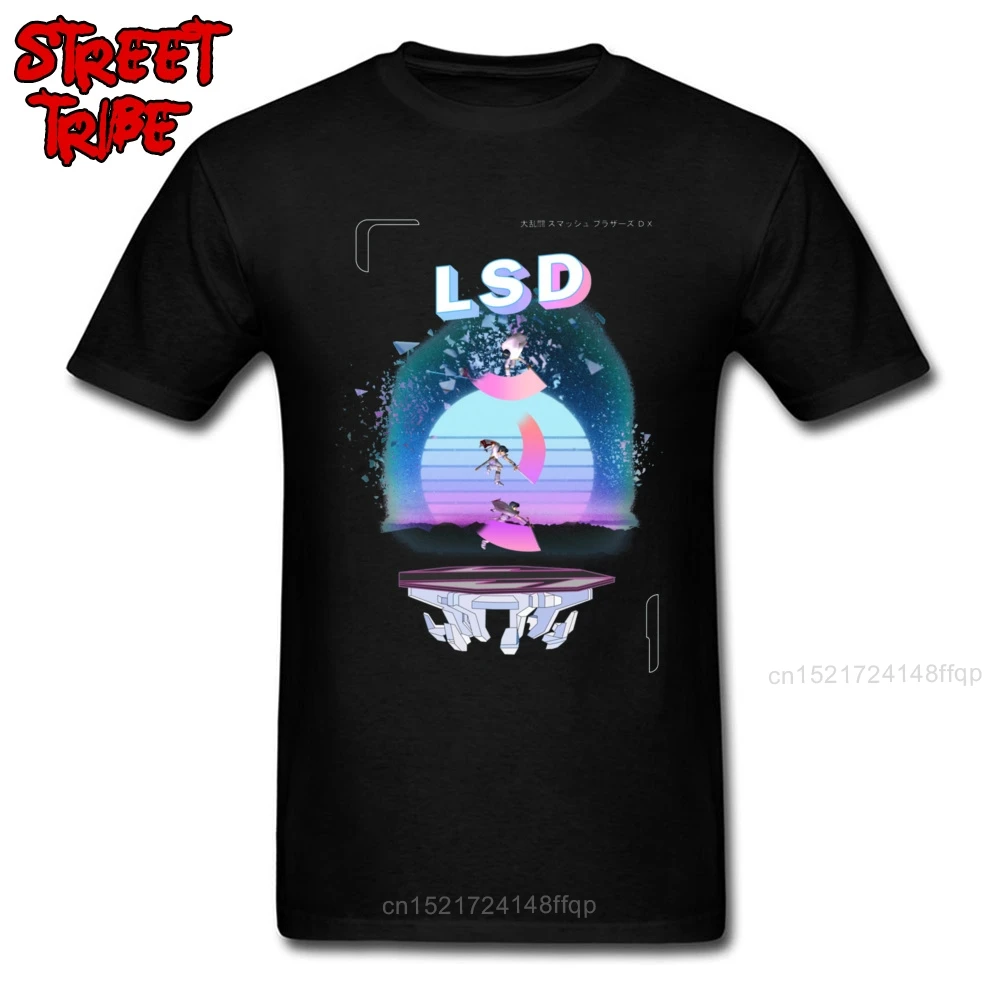 Мужская Уличная футболка LSD Retrowave черная с короткими рукавами в стиле хип-хоп Swag