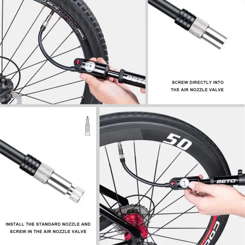 

Насос велосипедный портативный с манометром и поворотом на 360 градусов