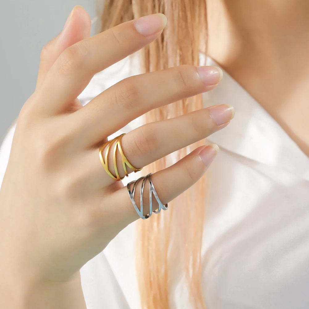 Skyrim Женское кольцо с вырезами простое геометрическое из нержавеющей стали