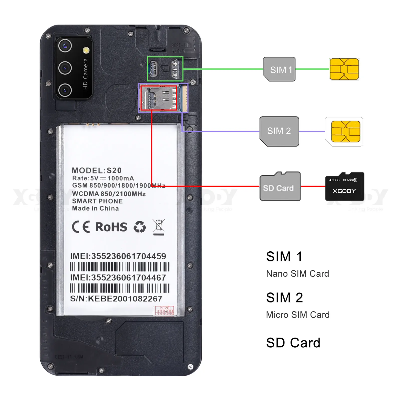 Смартфон XGODY S20 3G на android 9 0 1 + 4 Гб 5 Мп две SIM карты 6 дюйма 19:9|Смартфоны| |
