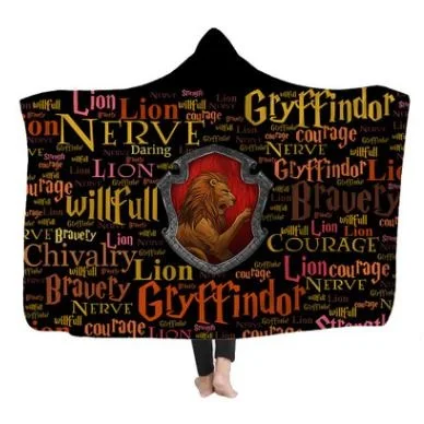 Одеяло с капюшоном серии Harried утолщенная двухслойная плюшевая накидка 3d-цифровым