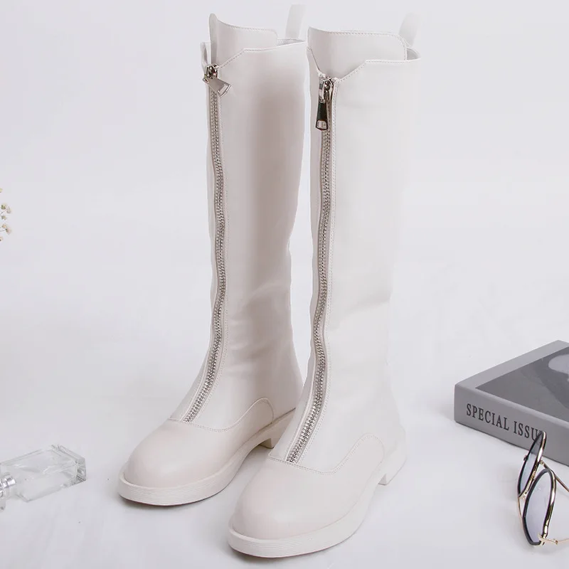 Модные женские ботфорты на платформе с круглым носком водонепроницаемые высокие