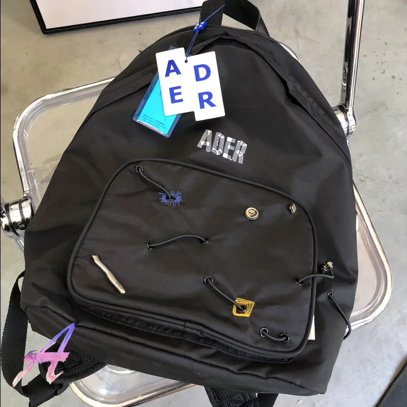 

New ADER Tape Label Origami Drawstring Backpack Men Women Adererror Travel Bags