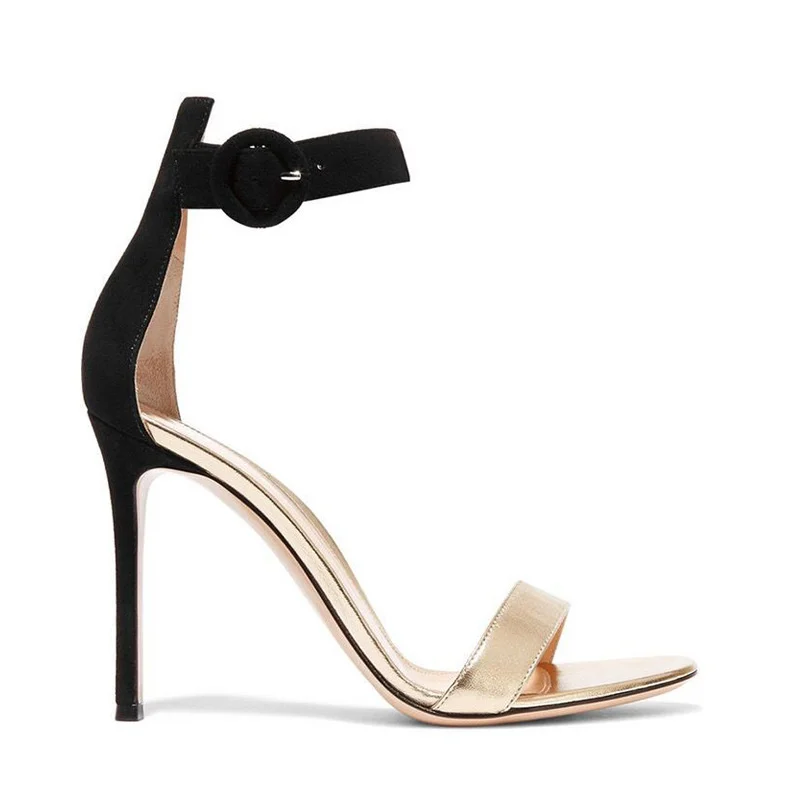 

Women's shoes fish mouth high heels women's sandals simple hollow thin heel button belt women's shoes