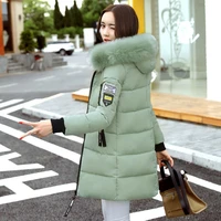 autumn and winter new multicolor slim hooded down cotton padded jacket for womens long warm padded zipper cotton padded jacket