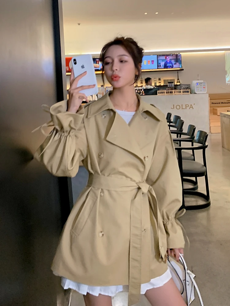 2020 четверть новый фонд Тянущая веревка ветровка Свободная Мода Женская Туника