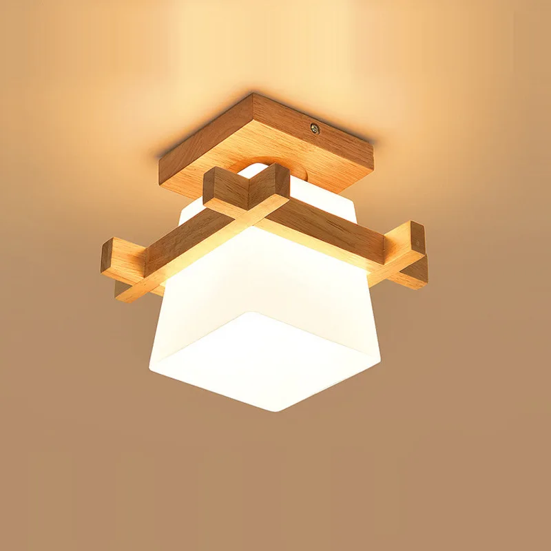 

Современный светодиодный потолочный светильник, минималистичное освещение из дерева и стекла в скандинавском стиле, комнатные декоративн...