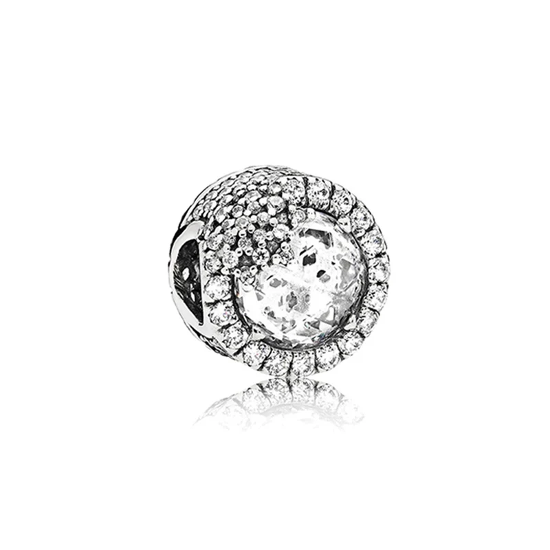 

Fashion 925 Sterling Silver Beads Sparkling Cerise Pink Blue Snowflake Charms fit Original Pandora Bracelets Women DIY Jewelry