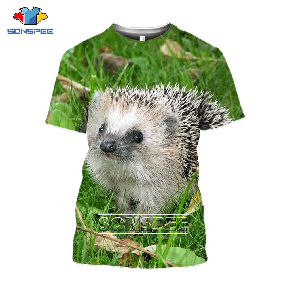 

SONSPEE Hedgehog Animal Casual Men Women Clothes 3D Print Hip Hop Cool Streetwear Tops Fashion Round Neck Plus Size T Shirts