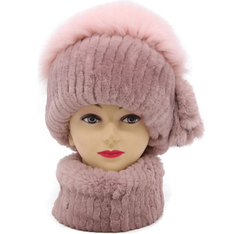 Шапка и шарф JKP из натурального меха кролика рекс для женщин новая модная зимняя