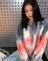 kpop korea celebrity tie dye print knitted long sleeve womens sweaters autumn winter harajuku loose fashion ladies pullover tops