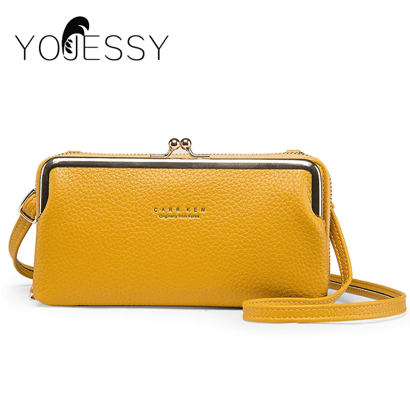 

YOJESSY PU Leather Crossbody Bags For Women Small Mini with Metal Handle Lady Shoulder Messenger Bag Handbags