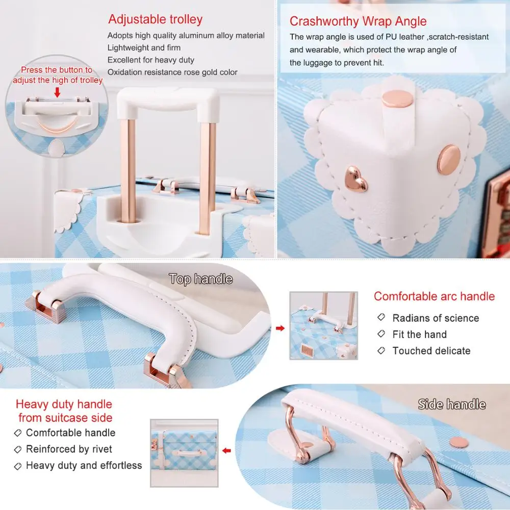 Набор чемоданов с винтажным принтом 3 шт./компл./набор из искусственной кожи