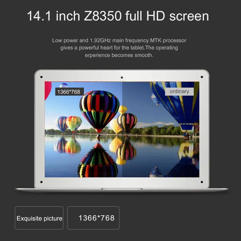 14,1 дюймов ips ультратонкий ноутбук Z8350 2G+ 32G офисный ноутбук четырехъядерный 1,44 ГГц Windows 10 компьютер Mini-HDMI Bluetooth 4,0 WiFi