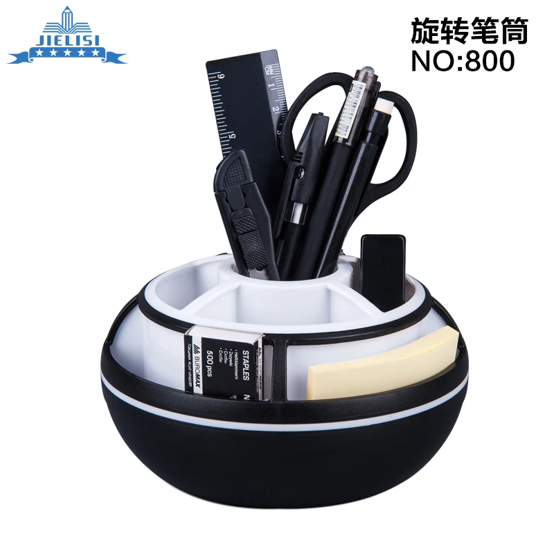 

Rotating Creative Pencil Holder Multi-function Desk Organizer Pen Stand Round Plastic Stationary Storage Box Office Accessories