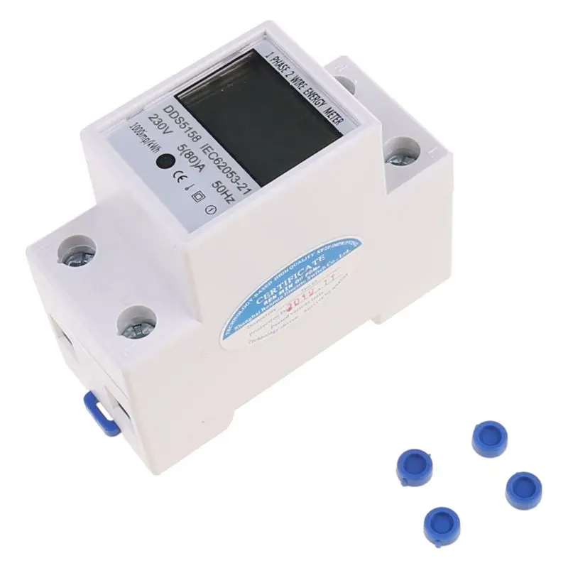 

Digital Energy Meter Din Rail Mount 5-80A LCD Backlight Diaplay Home Industry