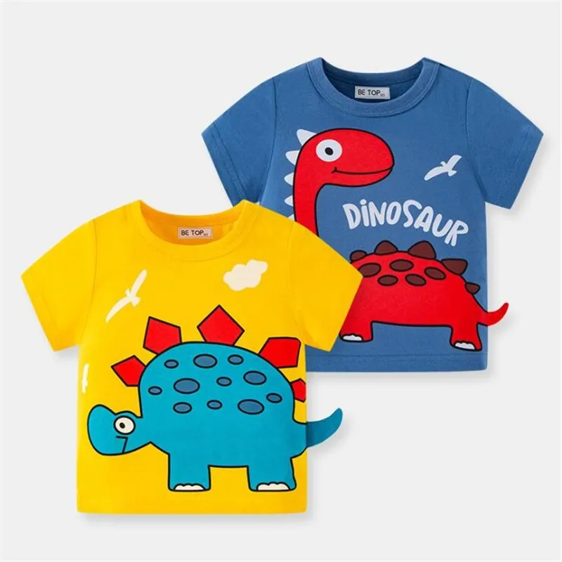

Children Summer Clothes Tees for Boys Baby Cartoon Dinosaur Print Cotton T shirt for Boys New Style Baby Boys Short Sleeve Tops