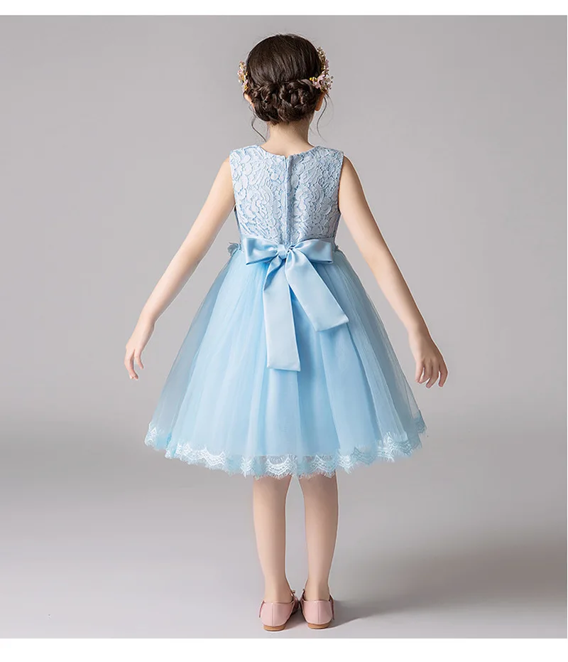 

2021 Big Bow Ball Gown Dresses for Girls Elegant Princess Fancy Flower Girls Wedding Birthday Children Evening Party Vestido