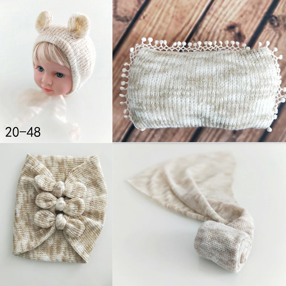 4pcs Sets 20-48 D& J 4 шт./5 шт. комплекты для новорожденных реквизит для фотосъемки ребенок позирует подушку шляпа капот обертывания фоновое одеяло Fotografia студия реквизит - Цвет: 4pcs Sets 20-48