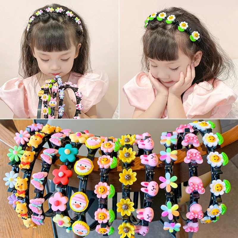 

Новая прическа, нескользящий обруч для волос Alice, обруч для волос с мультяшным цветочным рисунком, Детские обручи для волос, аксессуары для в...