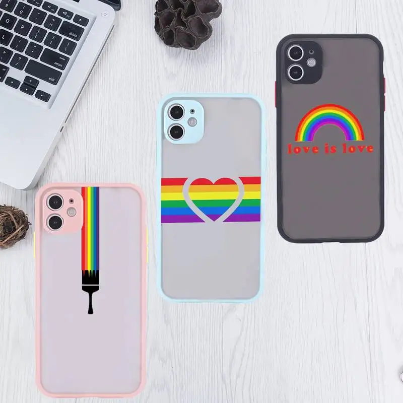

Rainbow colour pattern Customer Quality Phone Case For iPhone 12 11 Mini Pro XR XS Max 7 8 Plus X Matte transparent Back Cover