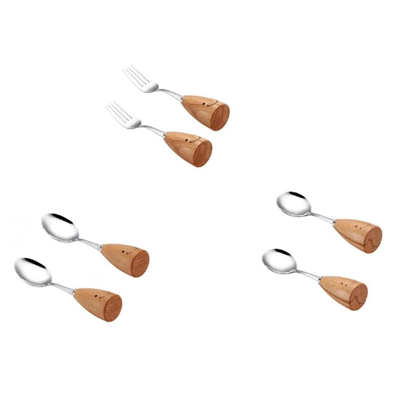 

1 комплект, детская посуда из нержавеющей стали с деревянной ручкой