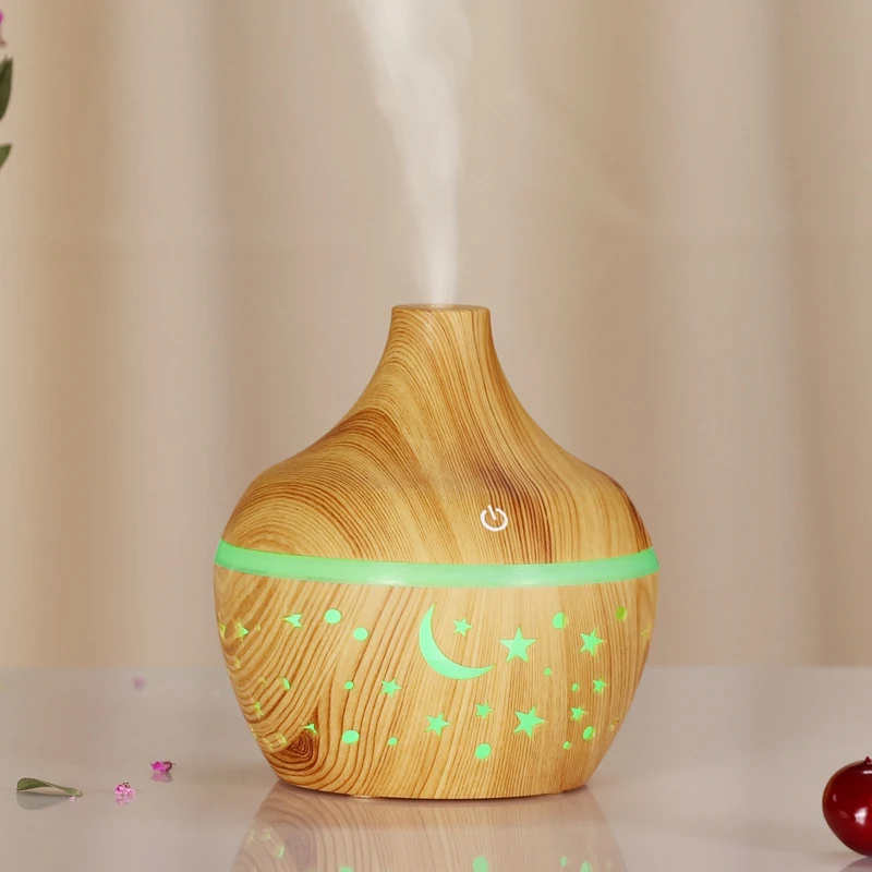 

USB Humidifier Aroma Essential Oil Diffuser Ultrasonic Wood Grain Air Humidifier Mini Mist Maker 7 LED Light Car Home