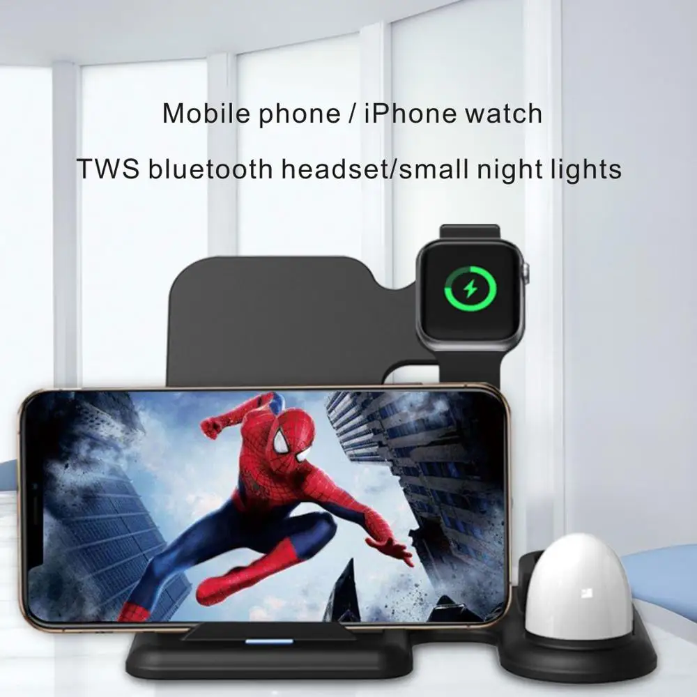 Беспроводное зарядное устройство 4 в 1 для iphone 11 12 X XR Airpods Apple Watch Samsung Xiao