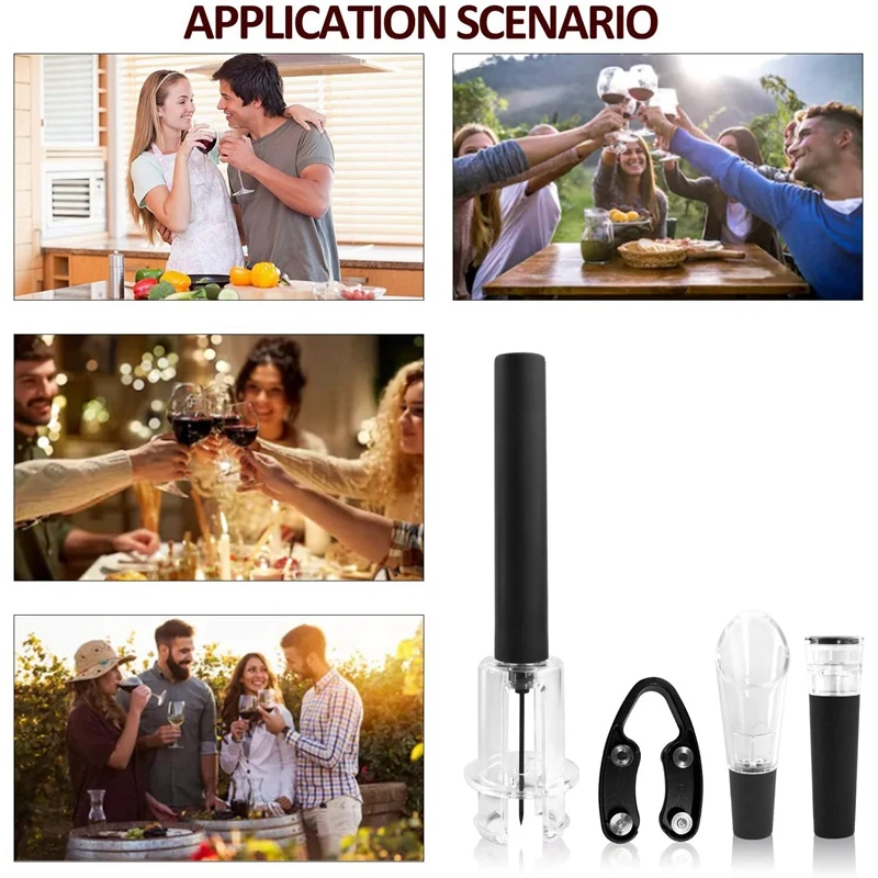 

Wine Opener Vacuum Plug for Wine 4 in 1 Wine Air Pressure Pump Opener Set ,Wine Foil Cutter Tool,Gift Set