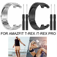 Сменный металлический ремешок для умных часов Huami Amazfit T-Rex Pro, браслет из нержавеющей стали с двойной защелкой