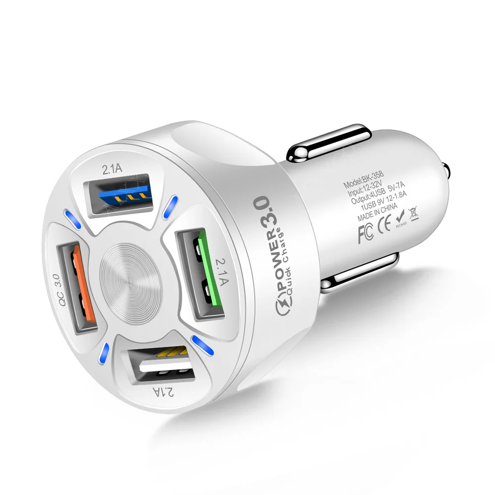 Автомобильное зарядное устройство AIXXCO 35 Вт 7A 4 USB порта быстрая зарядка QC для телефона адаптер iPhone 11 Pro Max 6 7 8