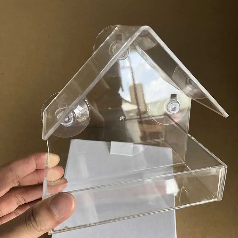 2021 Новая прозрачная акриловая кормушка для птиц с присоской сада двора Внешнее