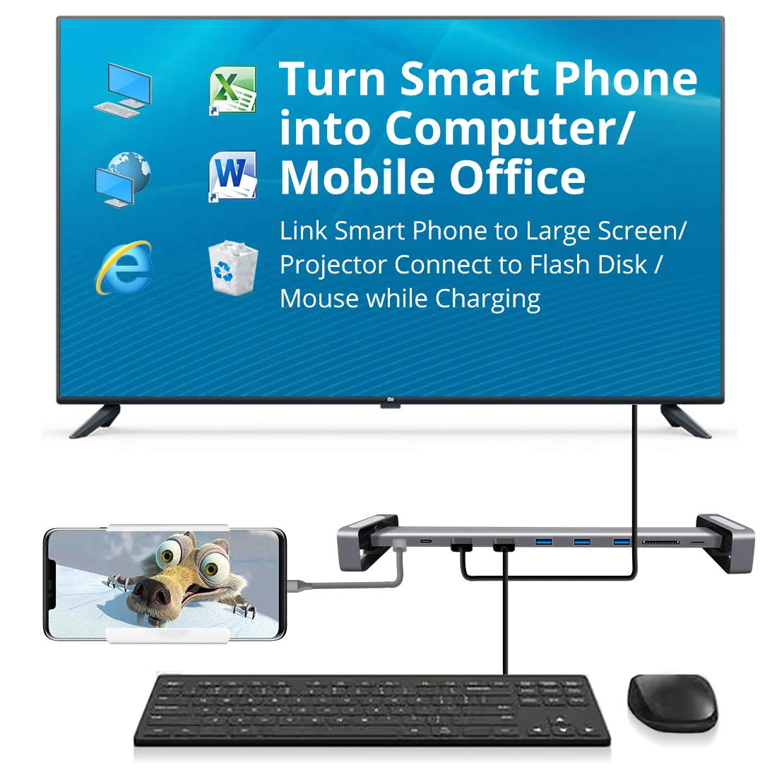 Док-станция Snowkids type C 10в1 USB C PD LAN RJ45 HDMI SD TF USB3.0 Rack Enhancement для MacBook hp Dell huawei Mi samsung
