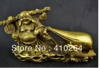 Бесплатная доставка старая ручная работа медная резьба Будда сумка для