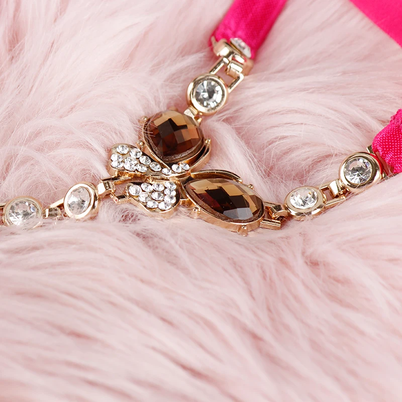 Розово-красные стринги с бабочкой украшенные драгоценностями сексуальные