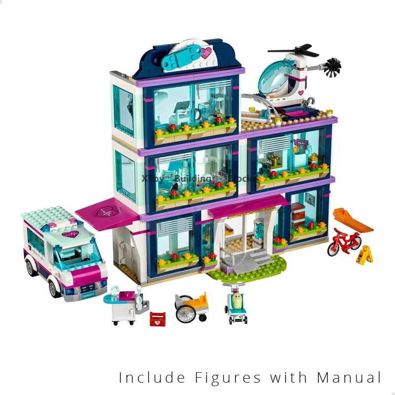 

Friends City Heartlake Hospital Ambulance Block Set Princess Undersea Palace Compatible with 41318 Girls Toys 3028 10761