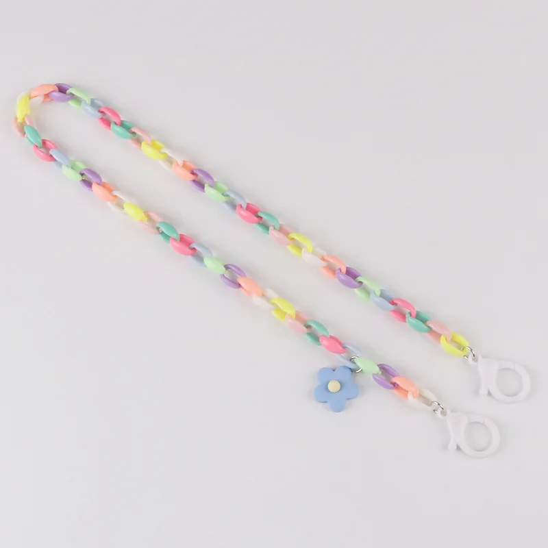 Модная акриловая цепочка для очков детей Очаровательная маска лица с цветком