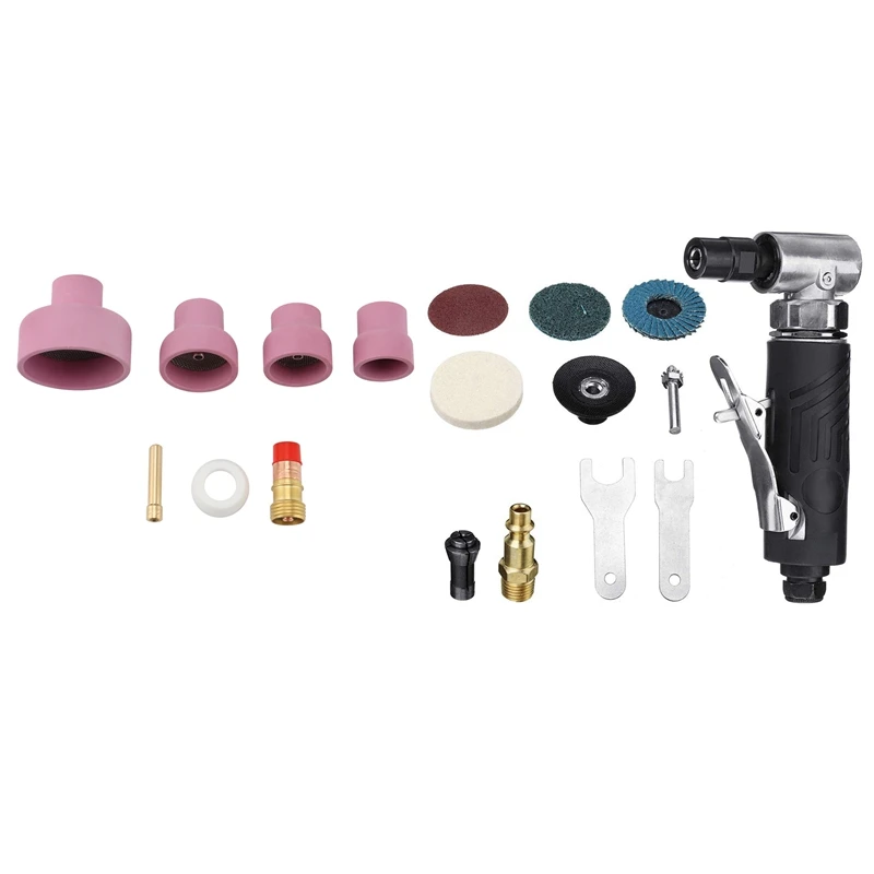 Angle Air Die Grinder 1/4-Inch Machine Chuck Bayonet With Nozzle Cups Strainer Mesh Collet Gas Lens For WP17/18 Welding