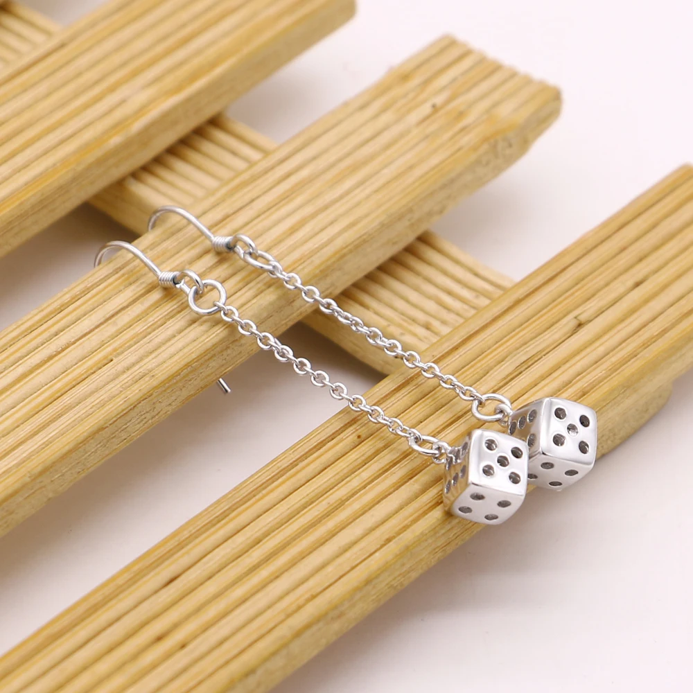 

Bohemian Unique Design100% 925 Sterling Silver Tassel Earrings for Women Vintage Dice Long Drop Earrings Party Jewelry s Gift