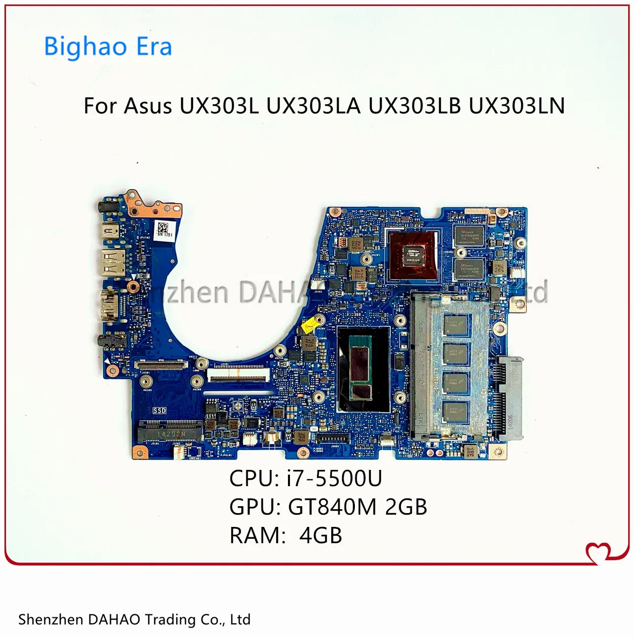 

Материнская плата UX303LN REV: 2,0 для ноутбука UX303 U3000 UX303LA UX303LB с процессором i7-550U 2G-GPU 4G-RAM 100% полностью протестирована