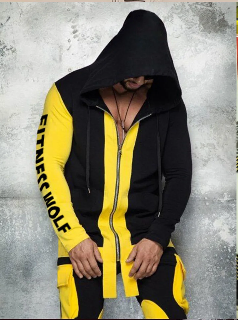 

Men Hip hop Color Matching Cotton suit Zipper LOGO suit Printed sportswear Street fashion Spring and Autumn Teens Two-piece suit
