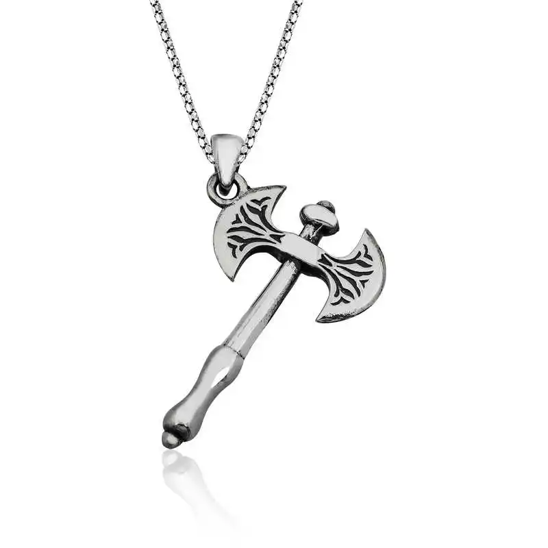 

Silver Axe Men Necklace