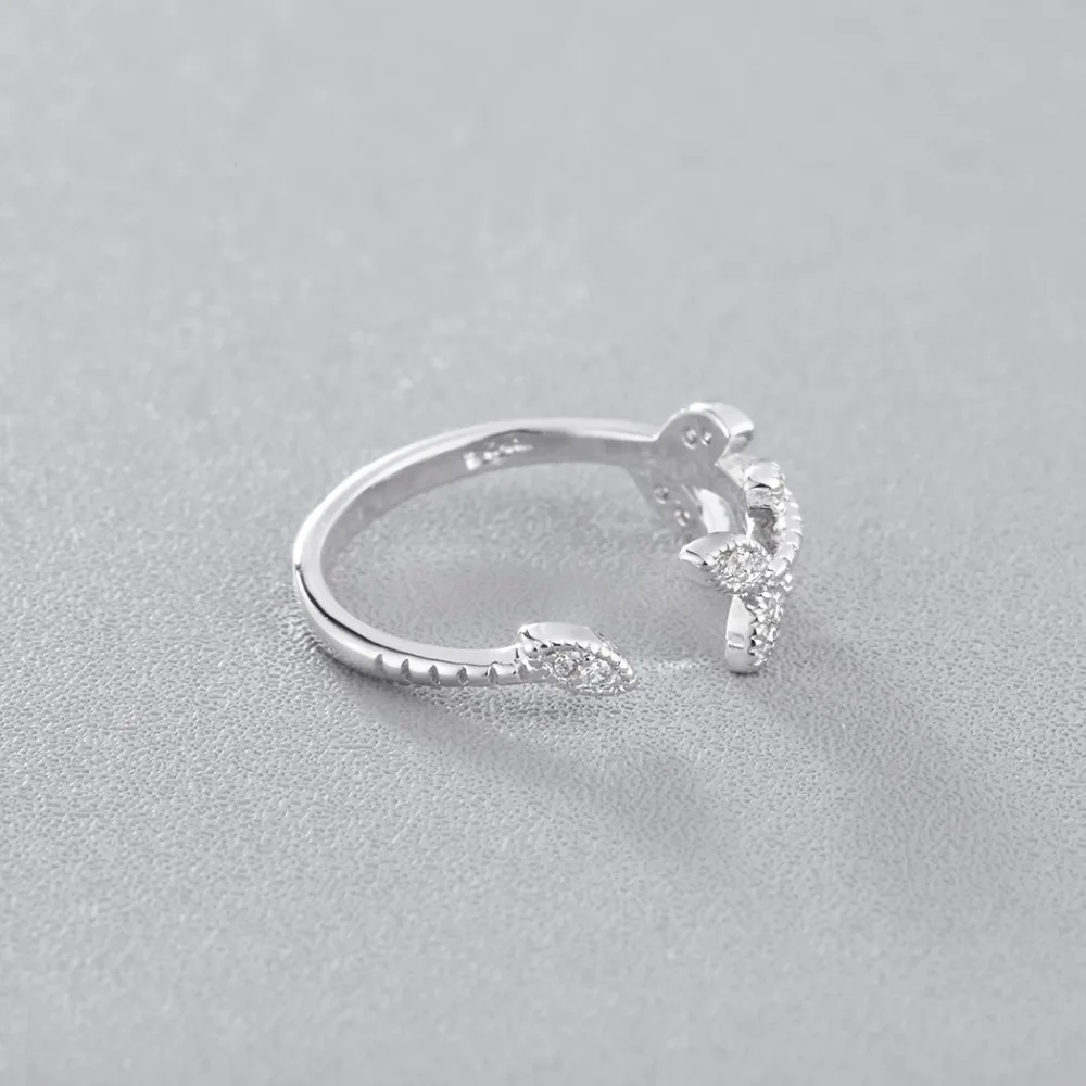 Новинка кольцо Kinitial с листьями Лавры Открытое из кристаллов ювелирные изделия