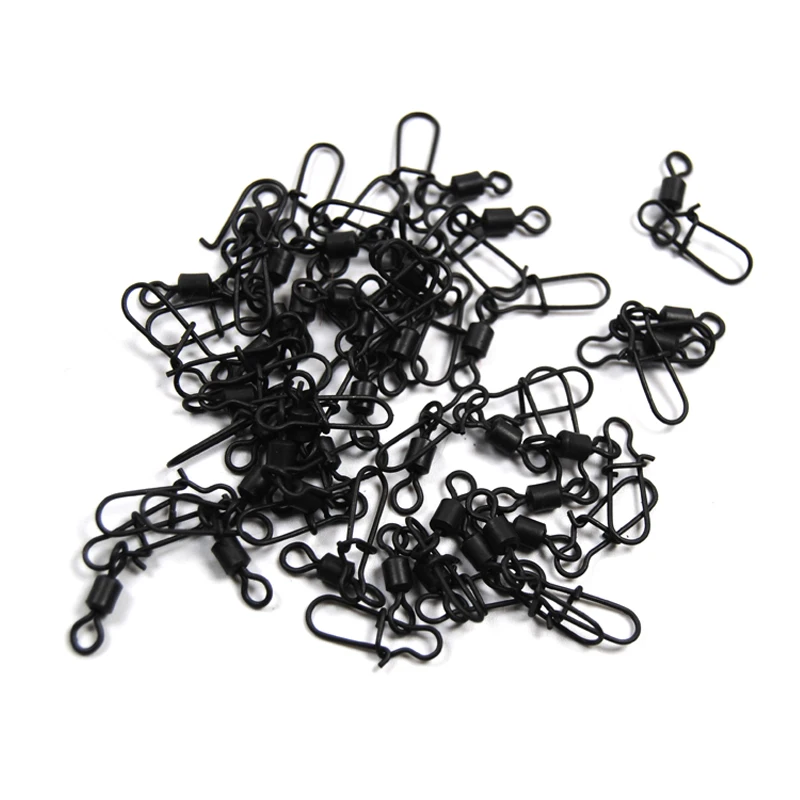 JIGEECARP 20 шт./лот латунный вращающийся вертлюг с защелкой матовый черный крючок для